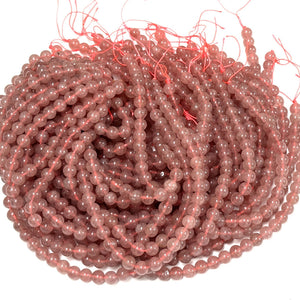 Strawberry Quartz 8mm round natural gemstone beads 15" strand - Oz Beads 