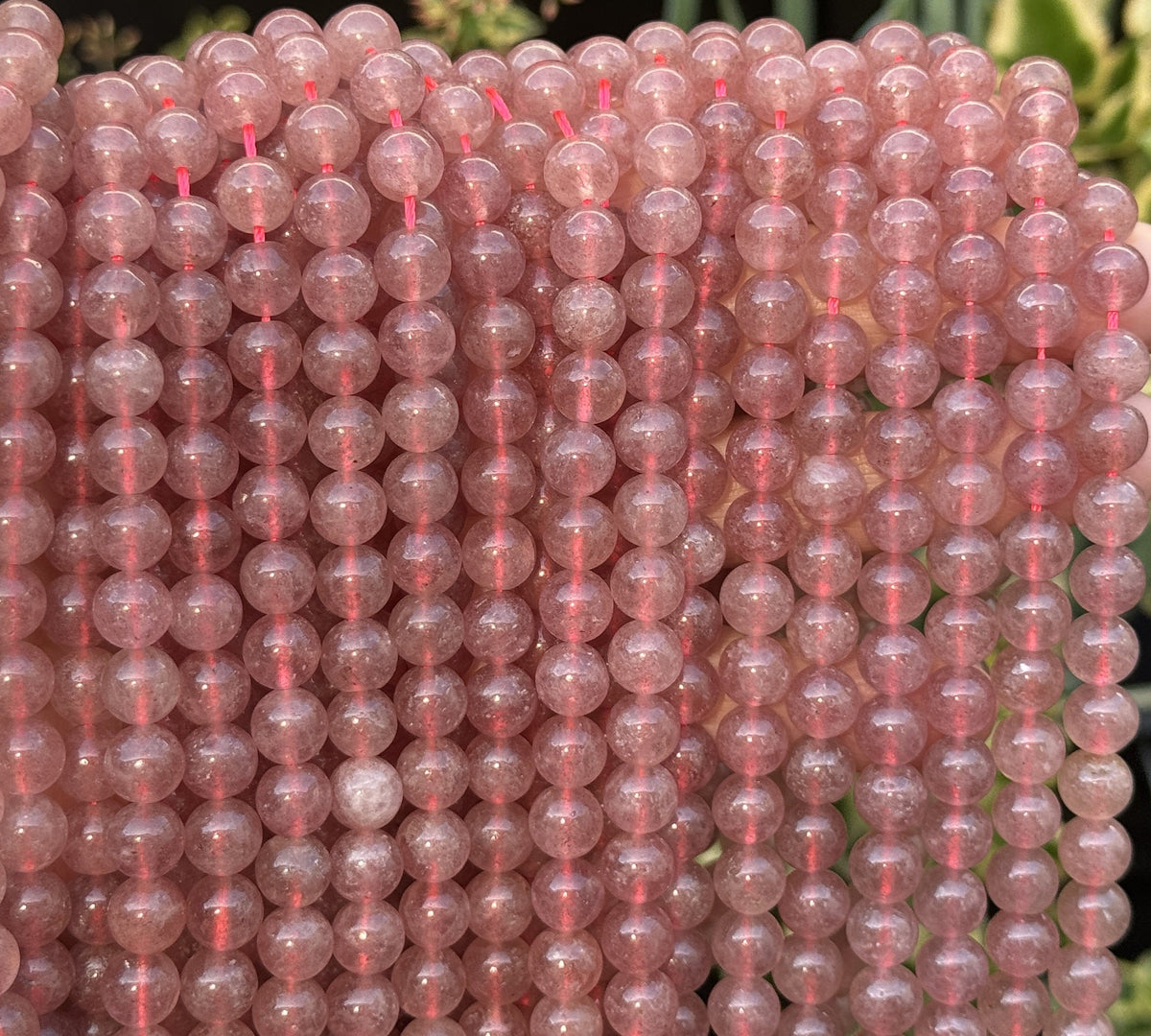 Strawberry Quartz 8mm round natural gemstone beads 15" strand - Oz Beads 