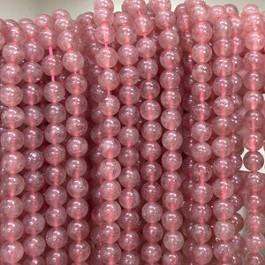 Strawberry Quartz 8mm round natural gemstone beads 15" strand - Oz Beads 