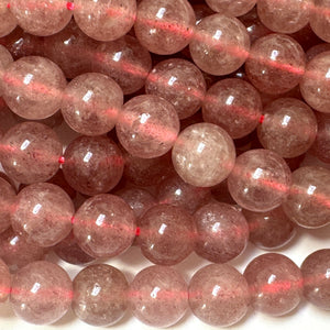 Strawberry Quartz 8mm round natural gemstone beads 15" strand - Oz Beads 