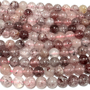 Strawberry Quartz Lepidocrocite 6mm round natural gemstone beads 15.5" strand - Oz Beads 