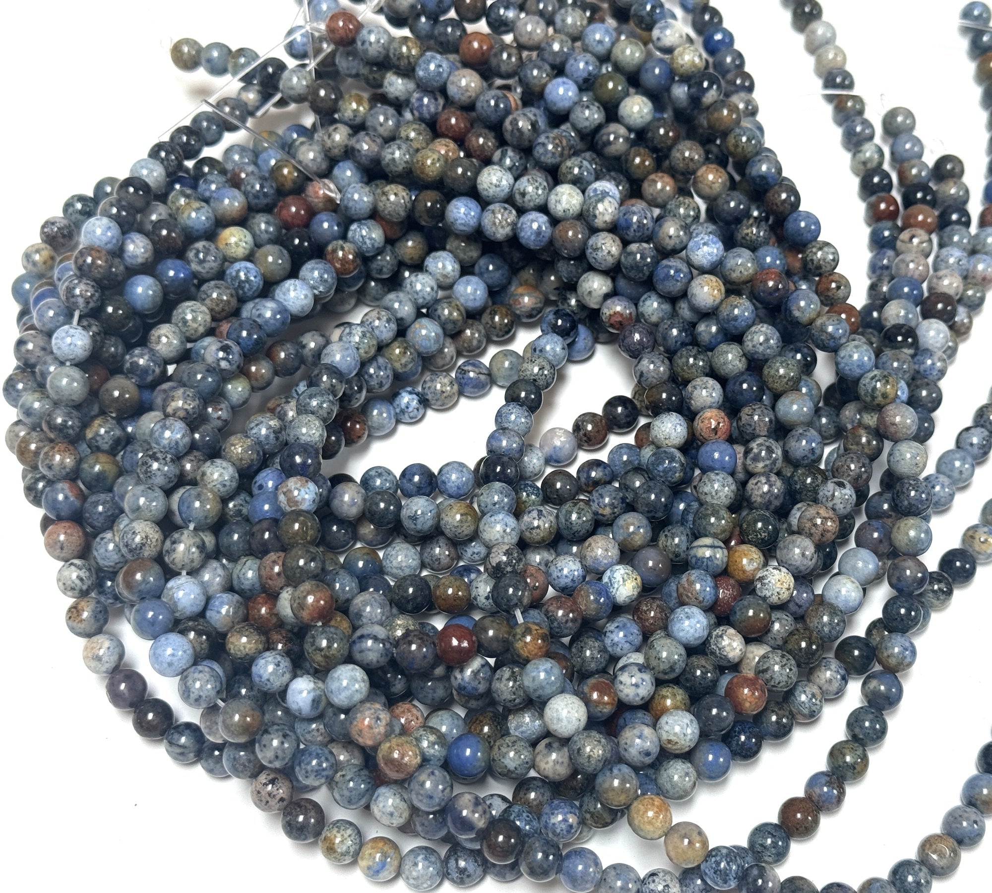 Sunset Dumortierite 6mm round gemstone beads 15" strand - Oz Beads 
