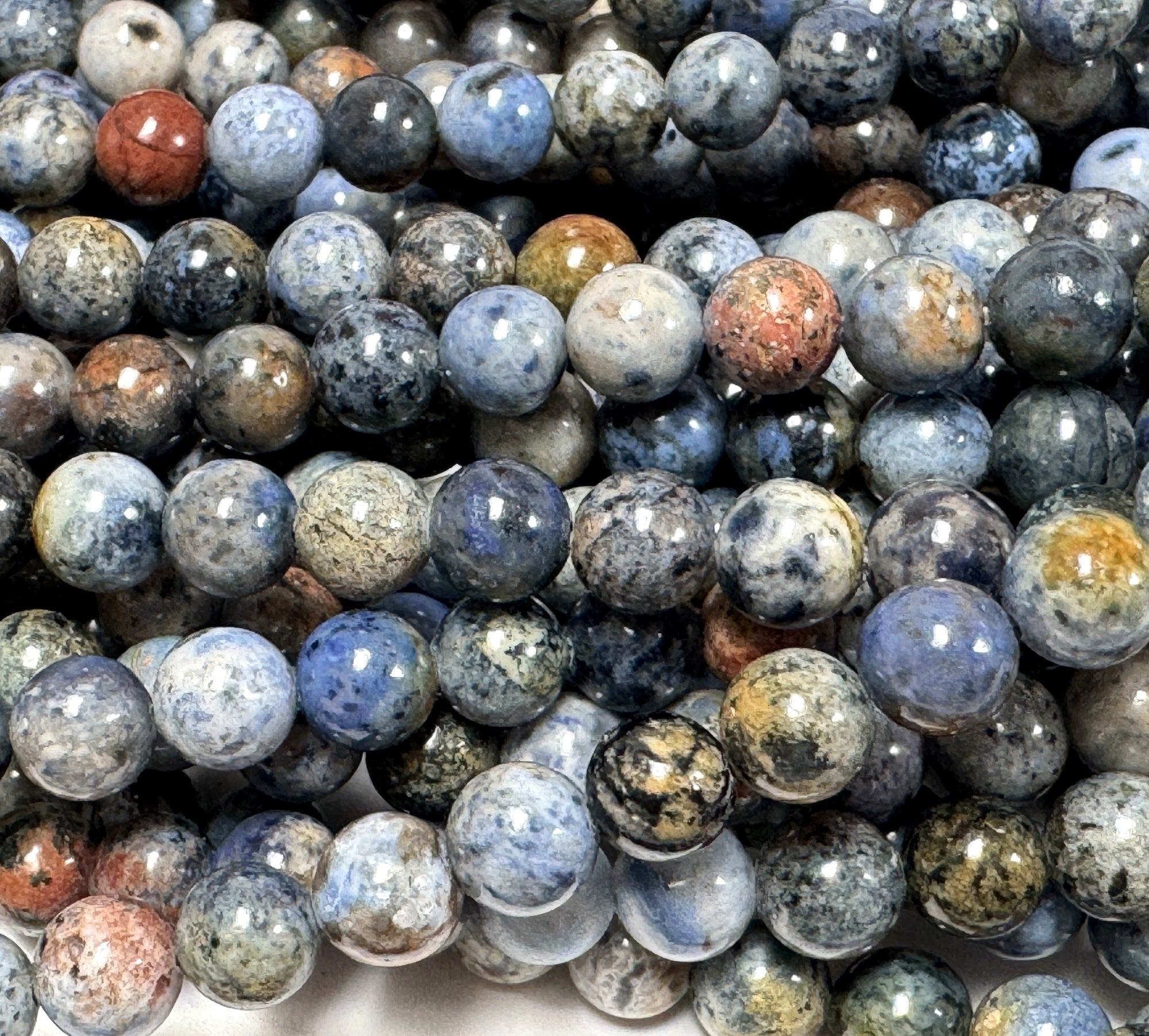 Sunset Dumortierite 6mm round gemstone beads 15" strand - Oz Beads 