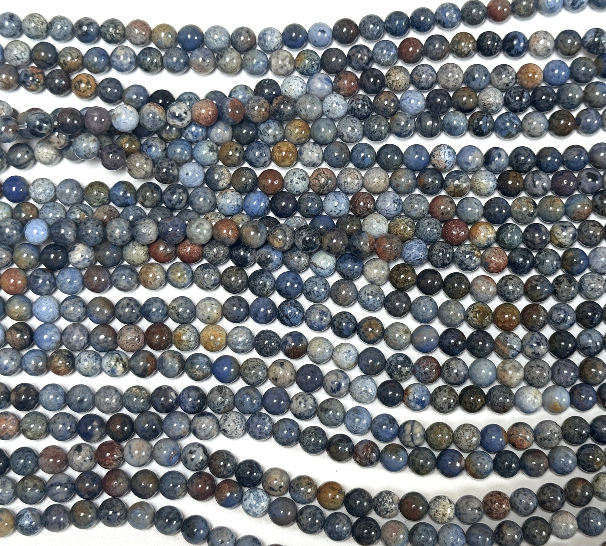 Sunset Dumortierite 6mm round gemstone beads 15" strand - Oz Beads 