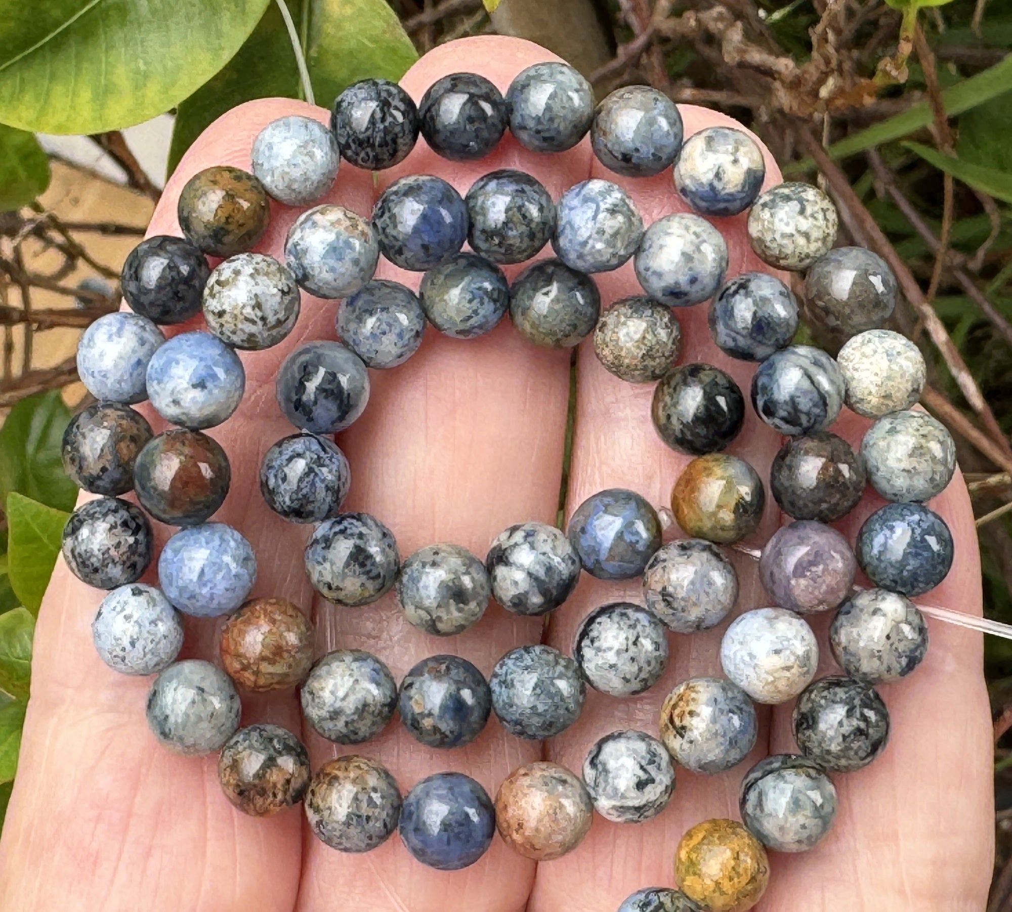 Sunset Dumortierite 6mm round gemstone beads 15" strand - Oz Beads 