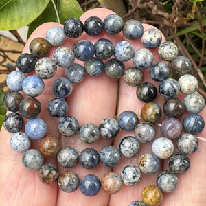 Sunset Dumortierite 6mm round gemstone beads 15" strand - Oz Beads 