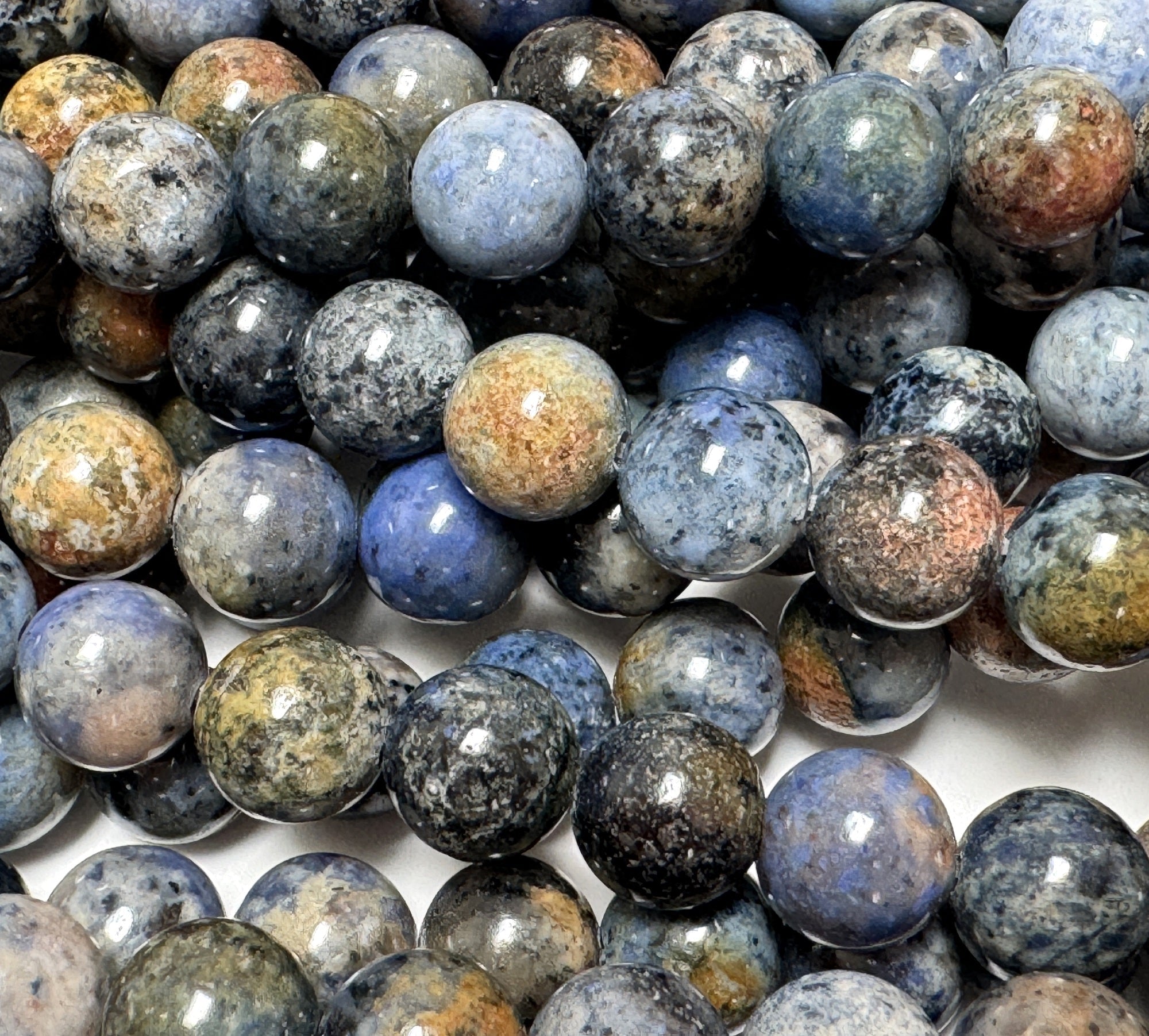 Sunset Dumortierite 8mm round gemstone beads 15" strand - Oz Beads 