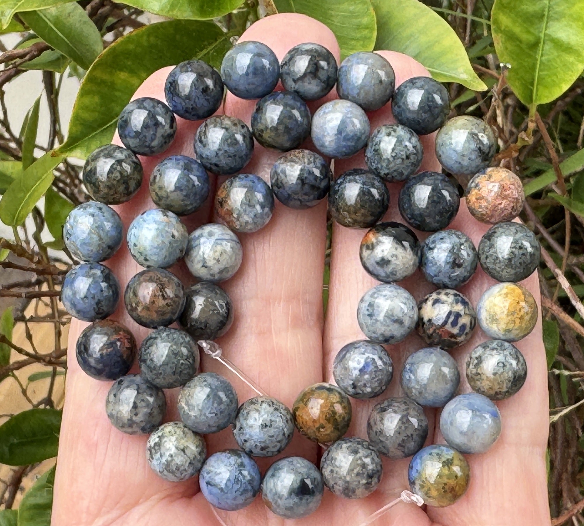 Sunset Dumortierite 8mm round gemstone beads 15" strand - Oz Beads 