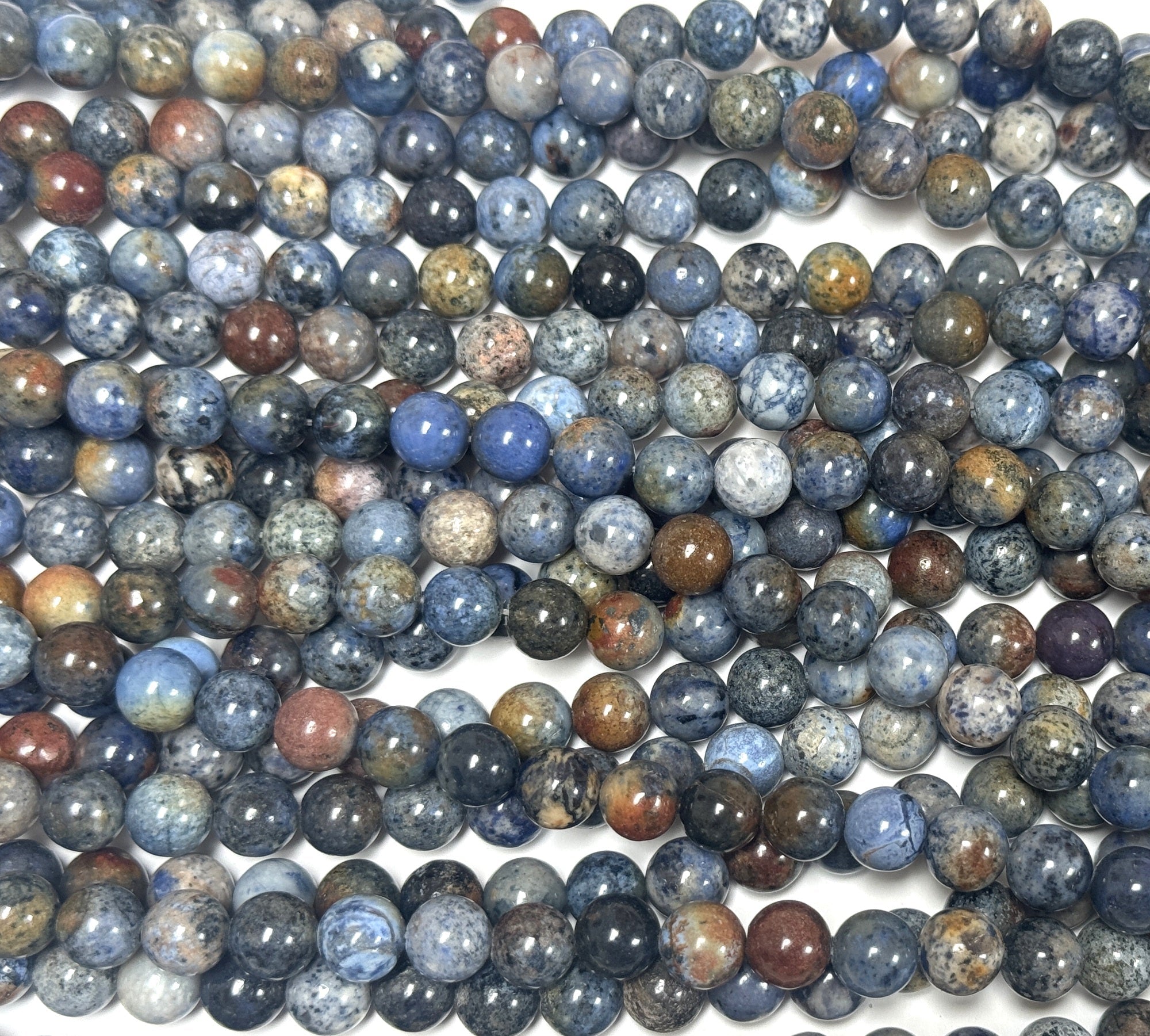 Sunset Dumortierite 8mm round gemstone beads 15" strand - Oz Beads 
