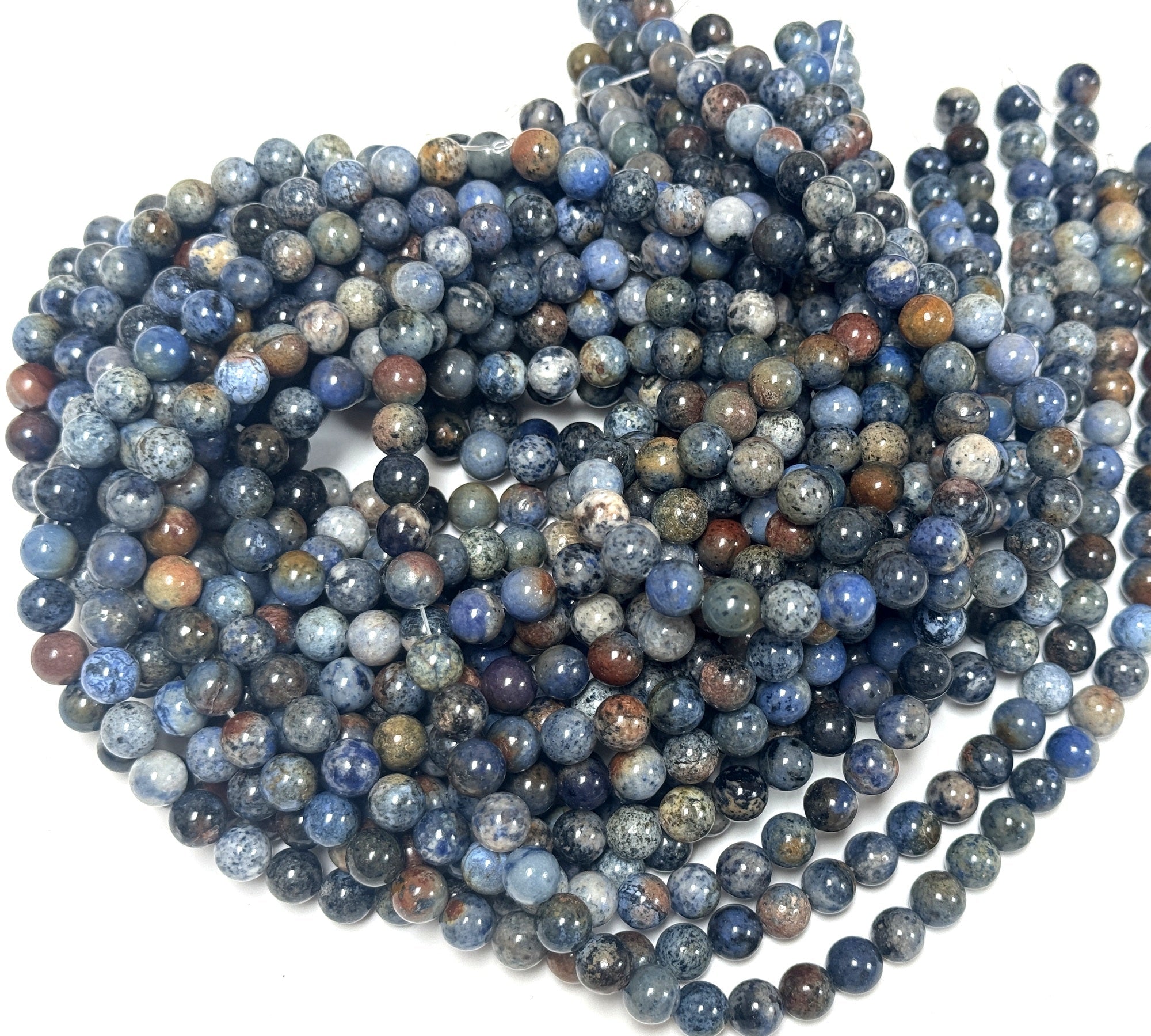 Sunset Dumortierite 8mm round gemstone beads 15" strand - Oz Beads 