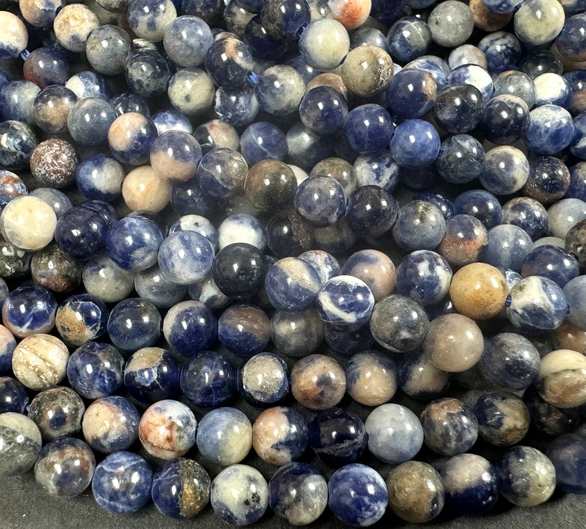 Sunset Sodalite 4mm round natural gemstone beads 15.5" strand - Oz Beads 