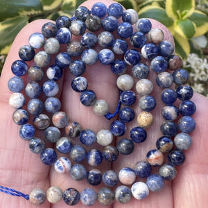 Sunset Sodalite 4mm round natural gemstone beads 15.5" strand - Oz Beads 