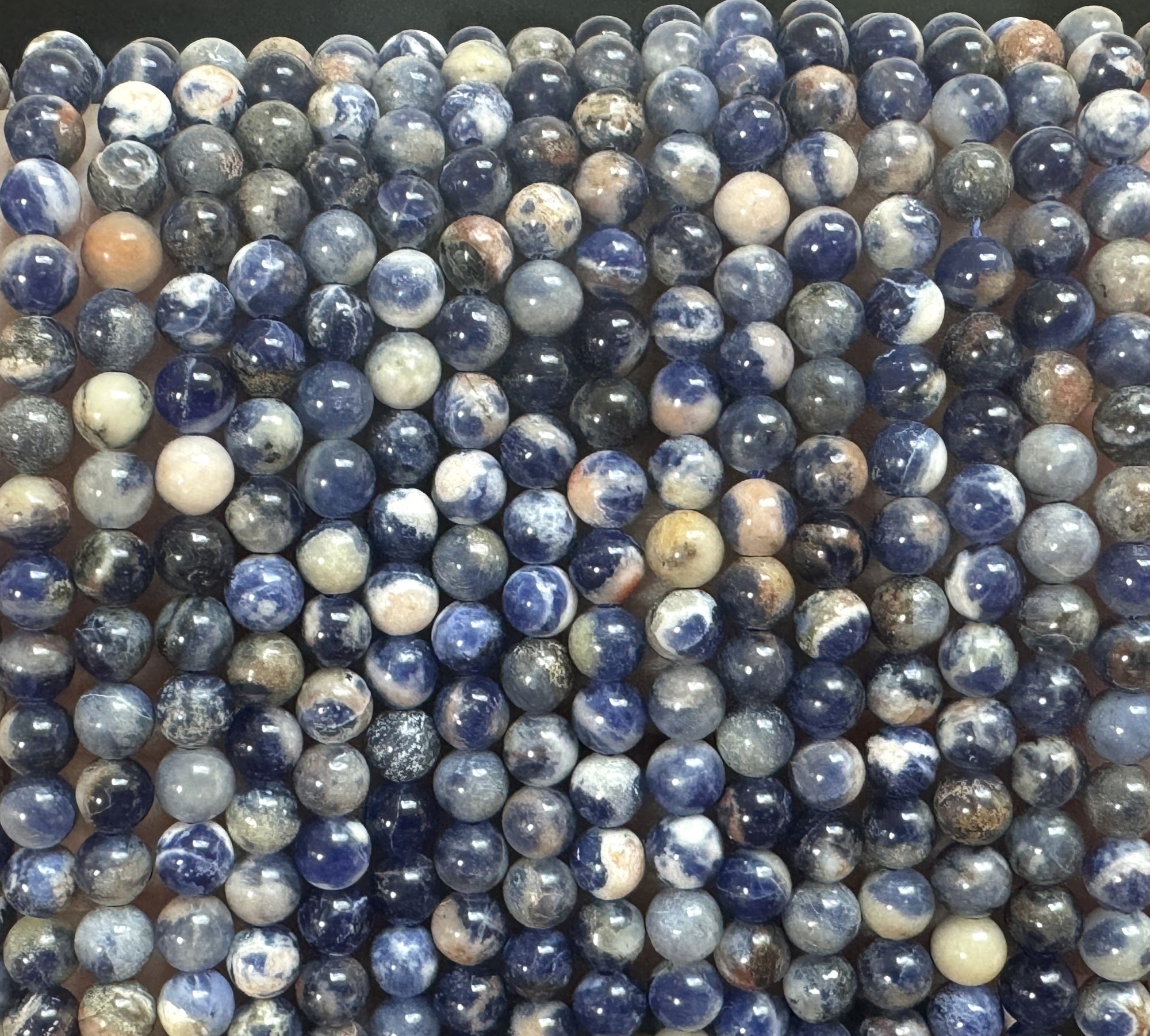 Sunset Sodalite 4mm round natural gemstone beads 15.5" strand - Oz Beads 