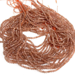 Sunstone 3mm 4mm faceted round natural gemstone beads 15.5" strand - Oz Beads 