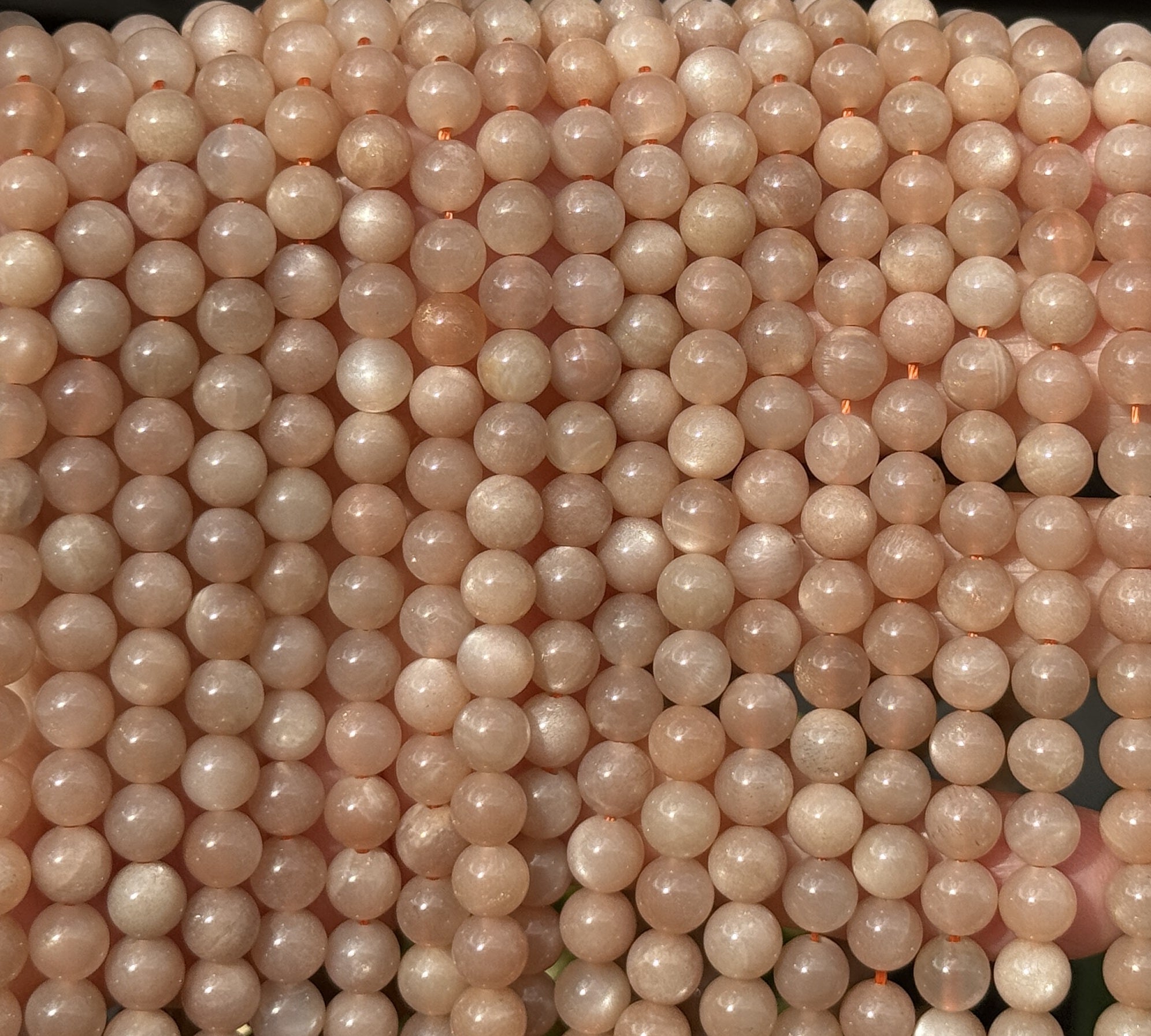 Sunstone 6mm round natural gemstone beads 15.5" strand - Oz Beads 