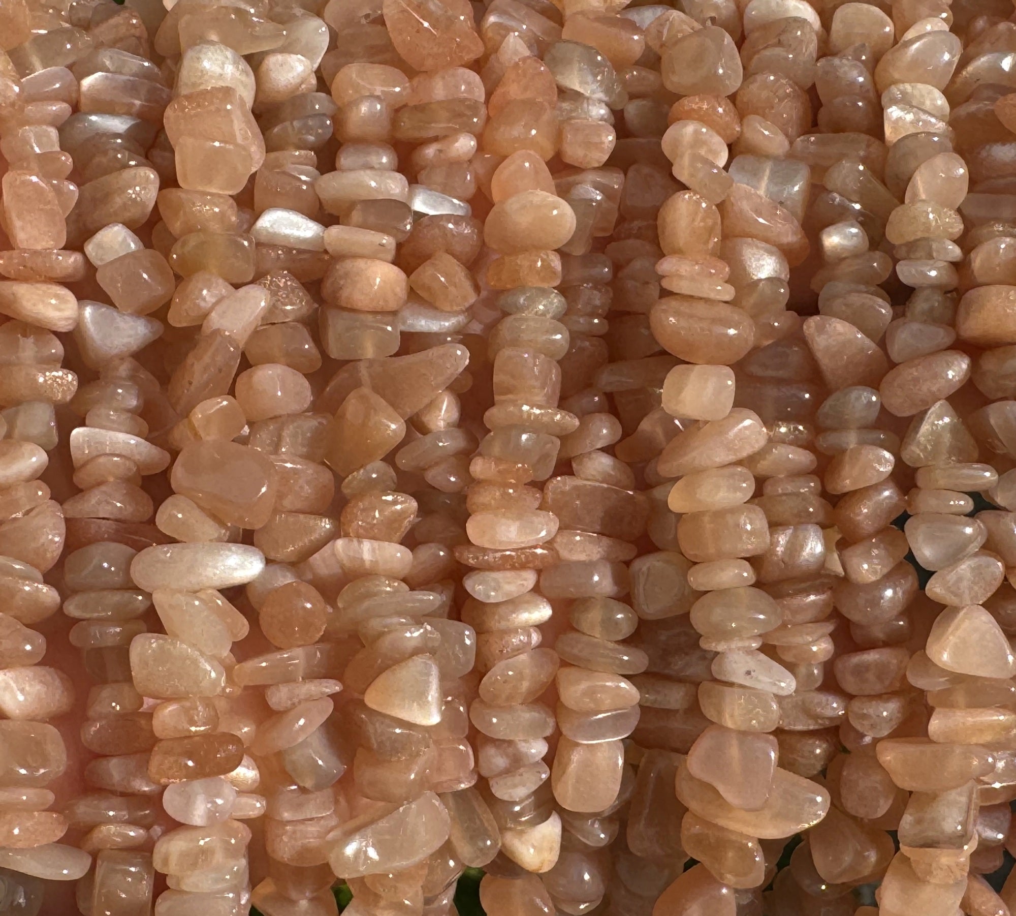 Orange Sunstone 7-10mm chip beads natural gemstone chips 32" strand - Oz Beads 