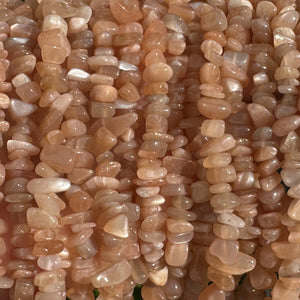 Orange Sunstone 7-10mm chip beads natural gemstone chips 32" strand - Oz Beads 
