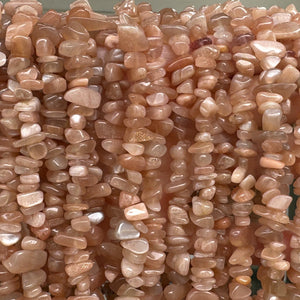 Orange Sunstone 7-10mm chip beads natural gemstone chips 32" strand - Oz Beads 