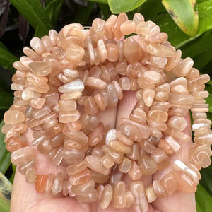 Orange Sunstone 7-10mm chip beads natural gemstone chips 32" strand - Oz Beads 