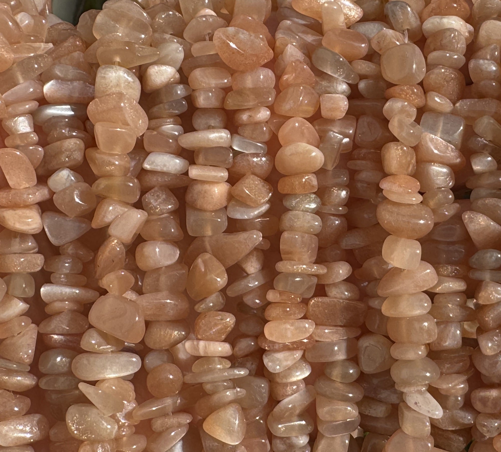 Orange Sunstone 7-10mm chip beads natural gemstone chips 32" strand - Oz Beads 