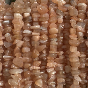 Orange Sunstone 7-10mm chip beads natural gemstone chips 32" strand - Oz Beads 