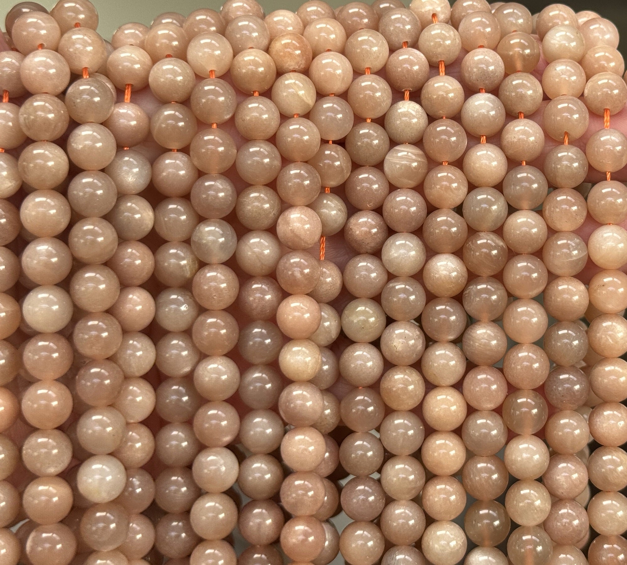 Sunstone 8mm round natural gemstone beads 15.5" strand - Oz Beads 