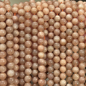 Sunstone 8mm round natural gemstone beads 15.5" strand - Oz Beads 