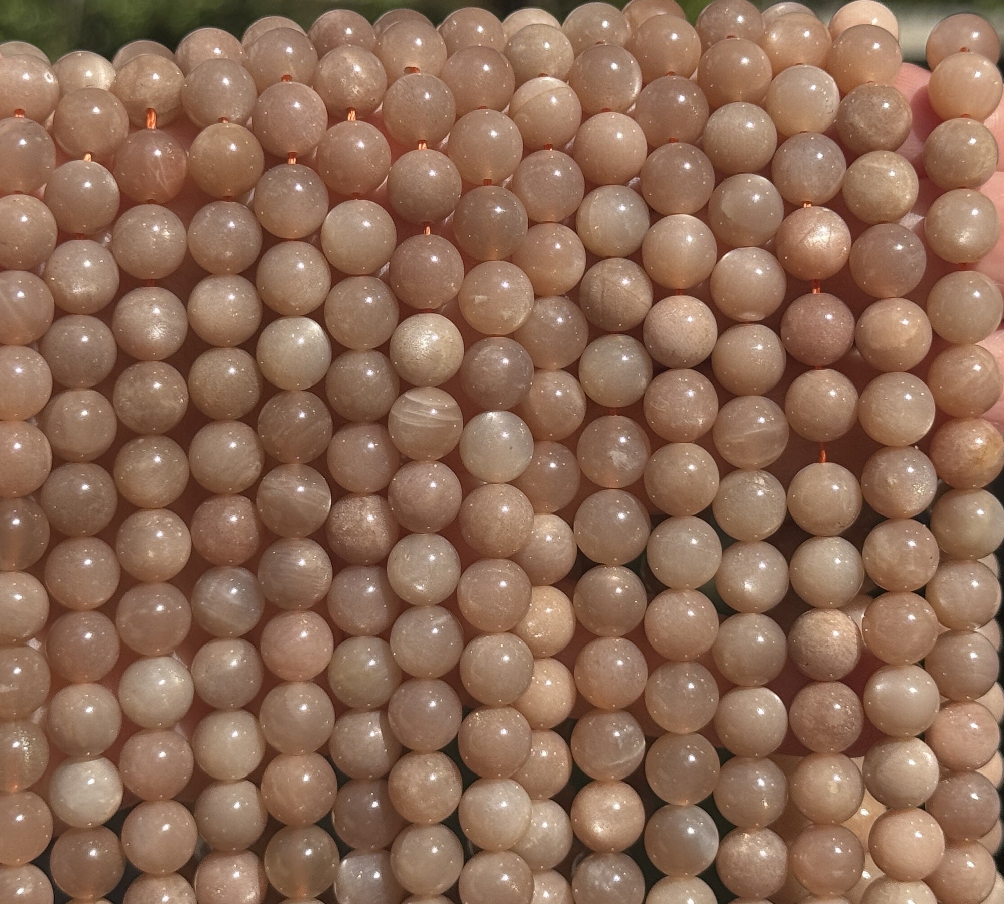 Sunstone 8mm round natural gemstone beads 15.5" strand - Oz Beads 