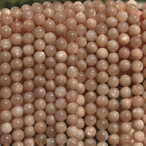 Sunstone 8mm round natural gemstone beads 15.5" strand - Oz Beads 