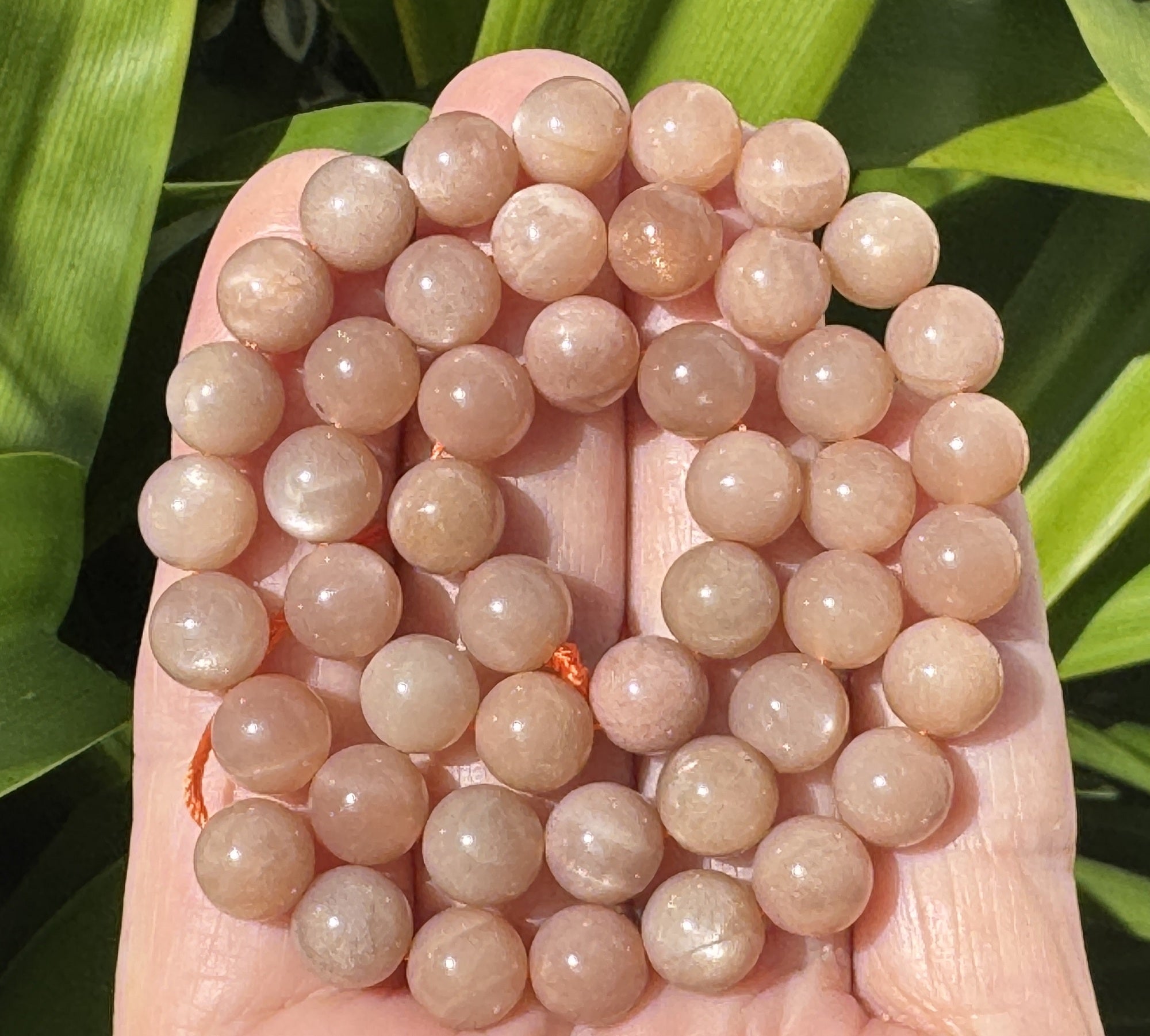 Sunstone 8mm round natural gemstone beads 15.5" strand - Oz Beads 