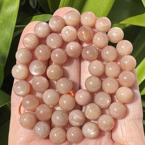 Sunstone 8mm round natural gemstone beads 15.5" strand - Oz Beads 