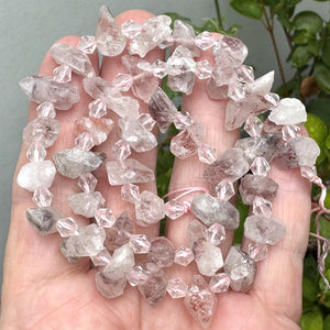 Super 7 Lepidocrocite Quartz natural raw rough crystal points nugget beads  16" strand - Oz Beads 