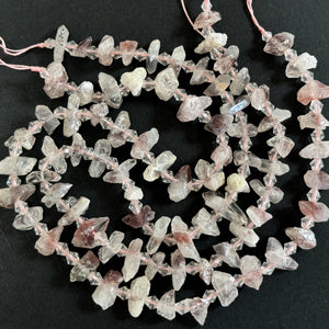 Super 7 Lepidocrocite Quartz natural raw rough crystal points nugget beads  16" strand - Oz Beads 