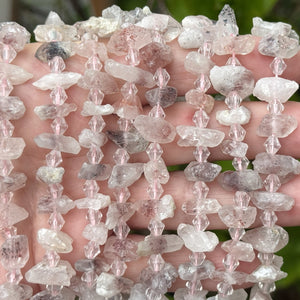 Super 7 Lepidocrocite Quartz natural raw rough crystal points nugget beads  16" strand - Oz Beads 