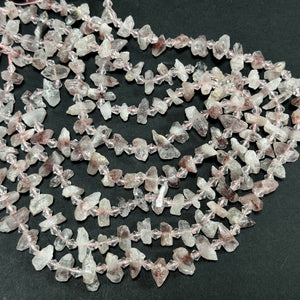Super 7 Lepidocrocite Quartz natural raw rough crystal points nugget beads  16" strand - Oz Beads 