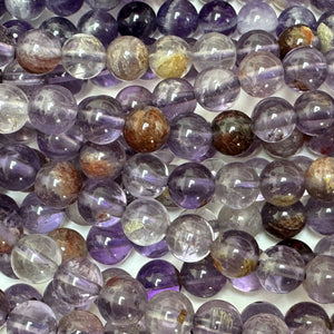 Super Seven Cacoxenite Amethyst 6mm round beads 15.5" strand - Oz Beads 