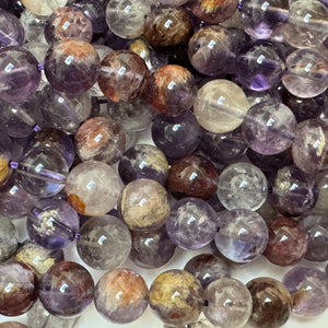 Super Seven Cacoxenite Amethyst 8mm round beads 15.5" strand - Oz Beads 