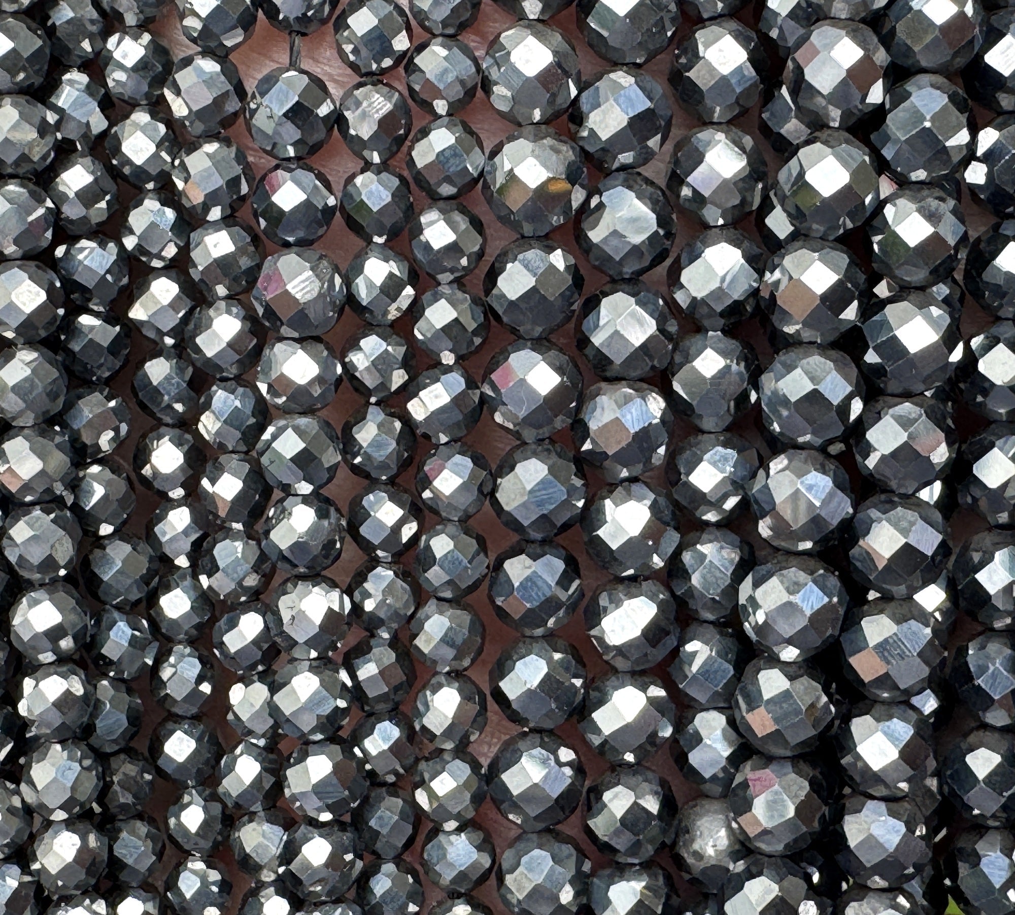 Terahertz 3mm 4mm faceted genuine Terahertz energy stone beads 15.5" strand - Oz Beads 