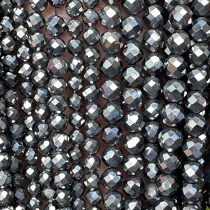 Terahertz 3mm 4mm faceted genuine Terahertz energy stone beads 15.5" strand - Oz Beads 