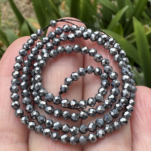 Terahertz 3mm 4mm faceted genuine Terahertz energy stone beads 15.5" strand - Oz Beads 