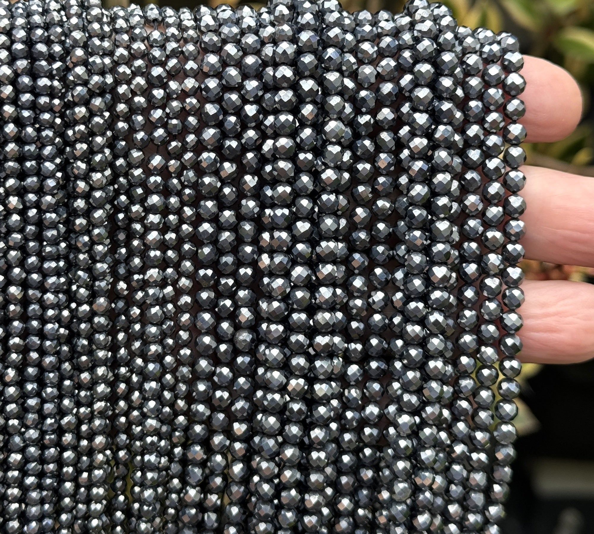 Terahertz 3mm 4mm faceted genuine Terahertz energy stone beads 15.5" strand - Oz Beads 