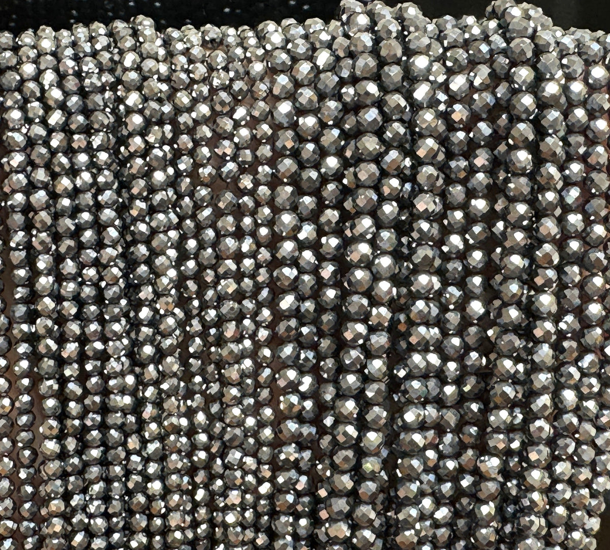 Terahertz 3mm 4mm faceted genuine Terahertz energy stone beads 15.5" strand - Oz Beads 