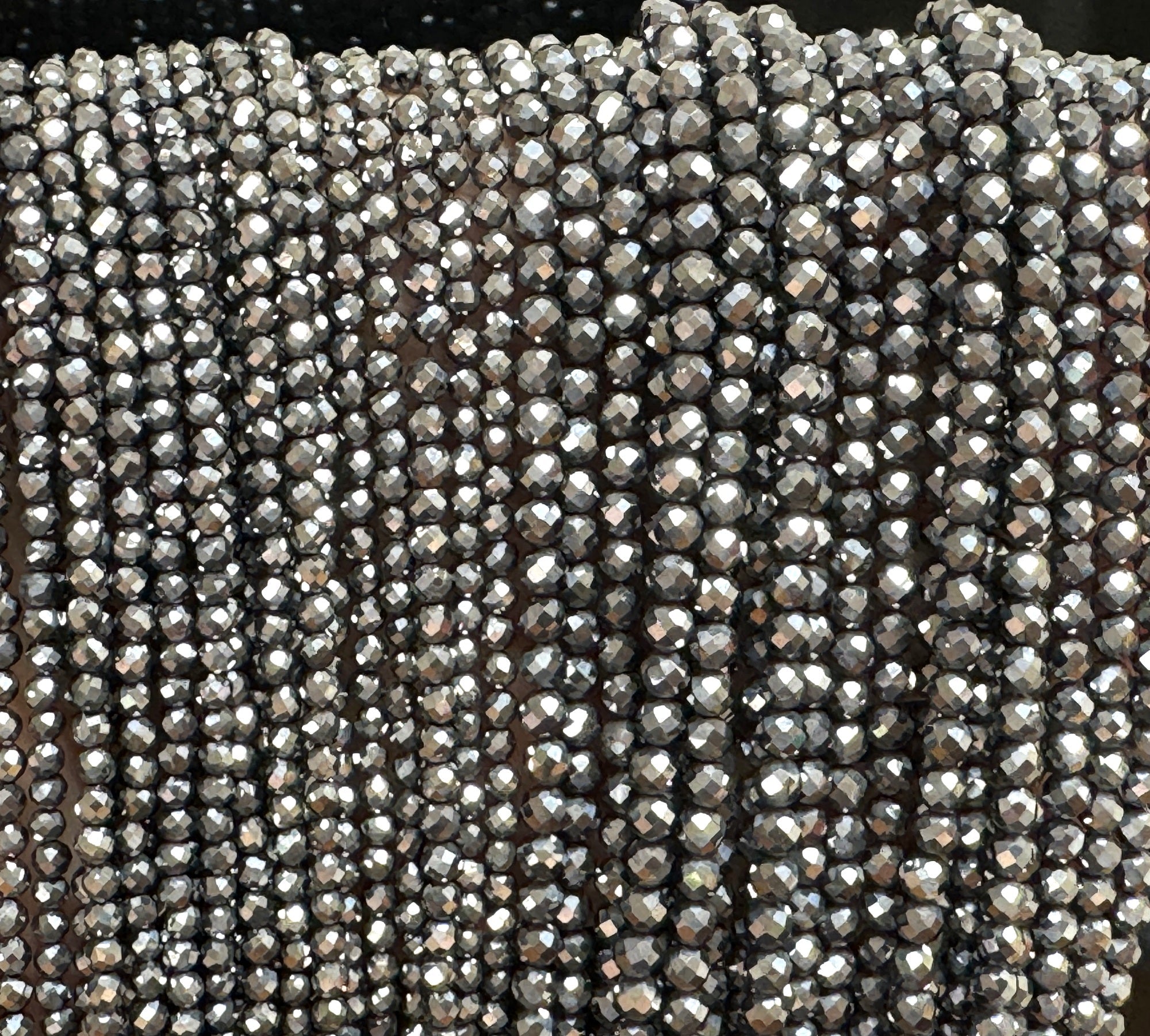 Terahertz 3mm 4mm faceted genuine Terahertz energy stone beads 15.5" strand - Oz Beads 
