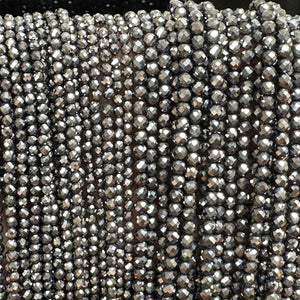 Terahertz 3mm 4mm faceted genuine Terahertz energy stone beads 15.5" strand - Oz Beads 