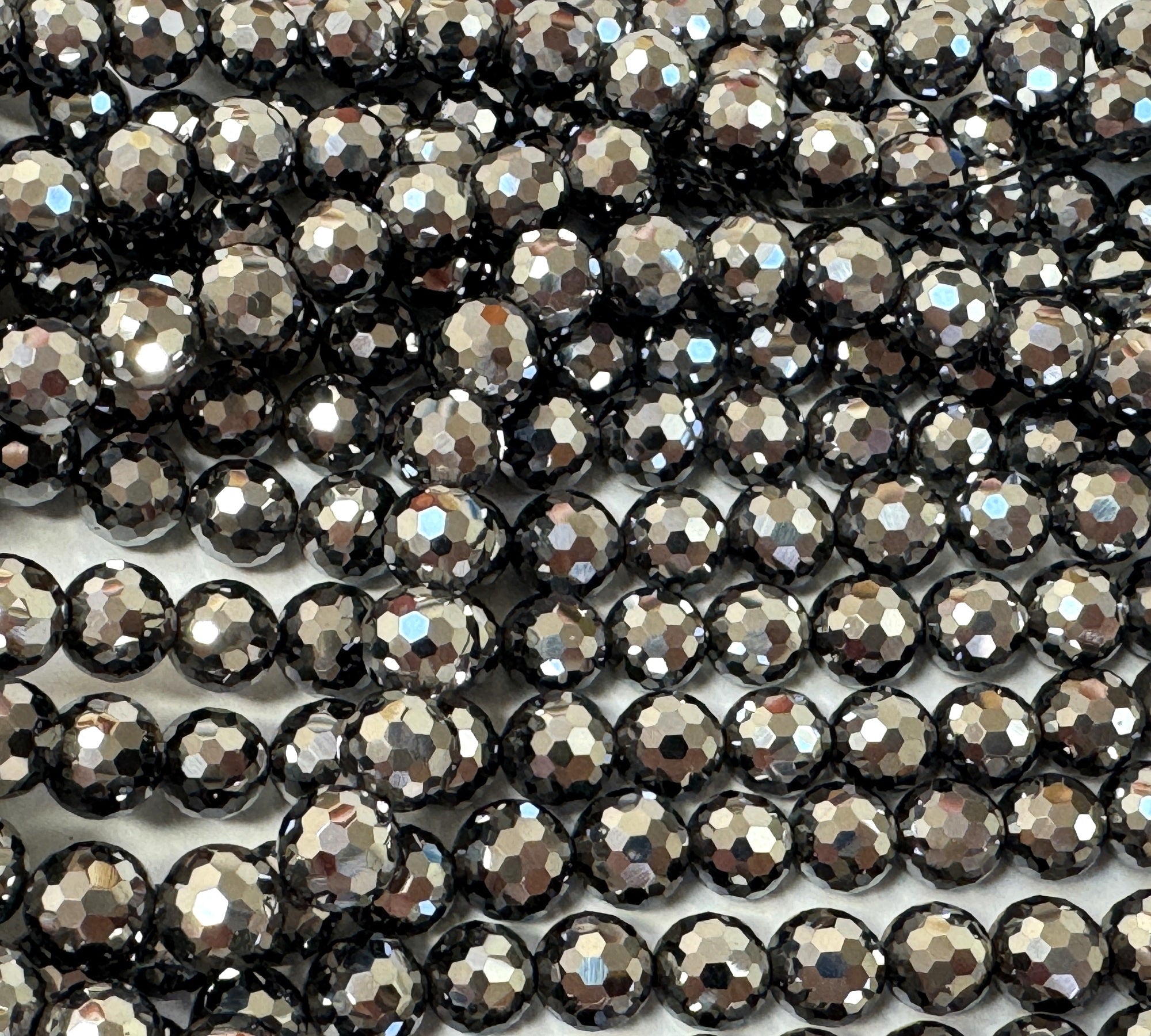 Terahertz 6mm round faceted beads genuine Terahertz energy crystal 39cm strand - Oz Beads 