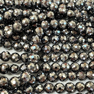 Terahertz 6mm round faceted beads genuine Terahertz energy crystal 39cm strand - Oz Beads 