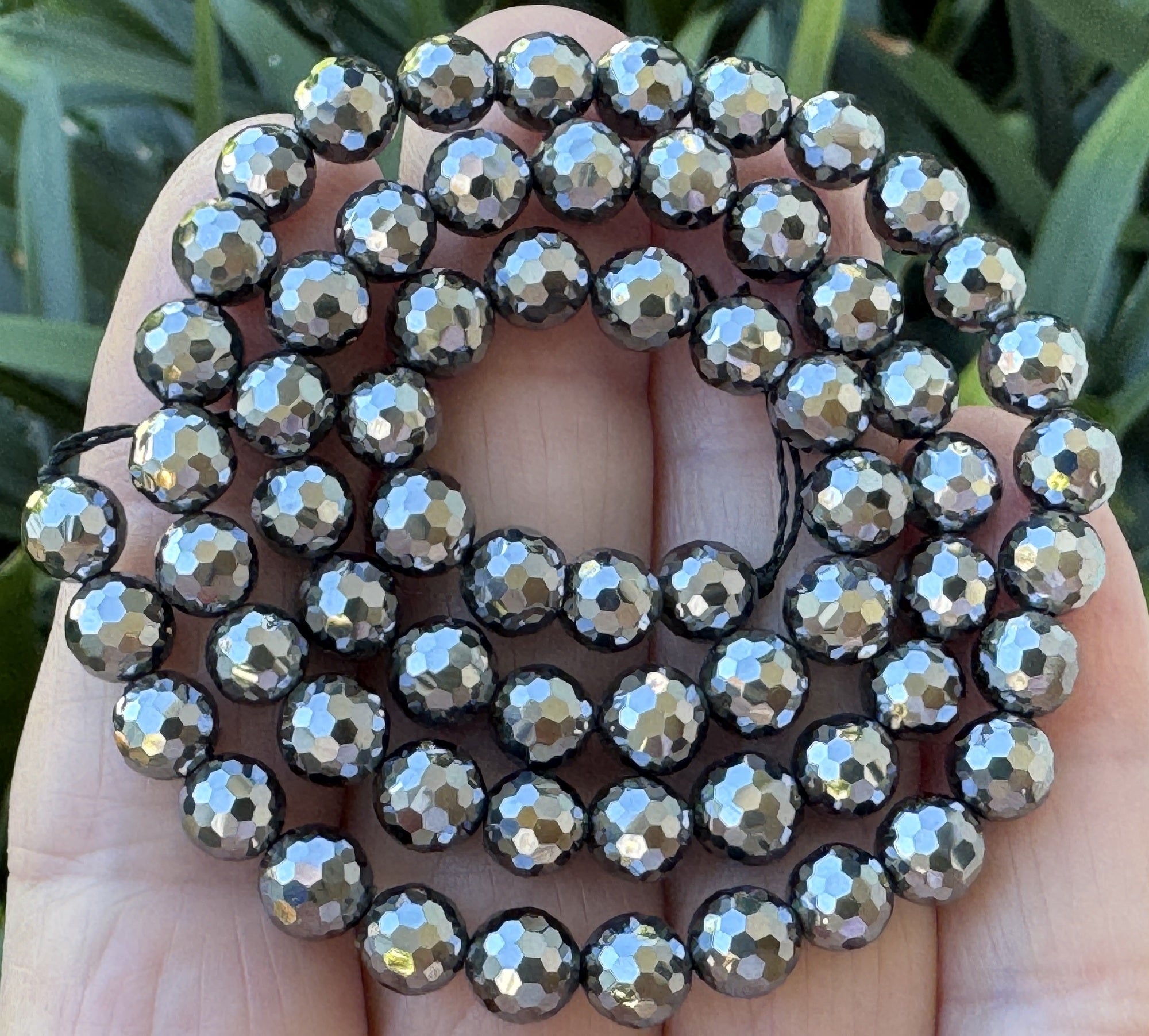 Terahertz 6mm round faceted beads genuine Terahertz energy crystal 39cm strand - Oz Beads 