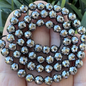 Terahertz 6mm round faceted beads genuine Terahertz energy crystal 39cm strand - Oz Beads 