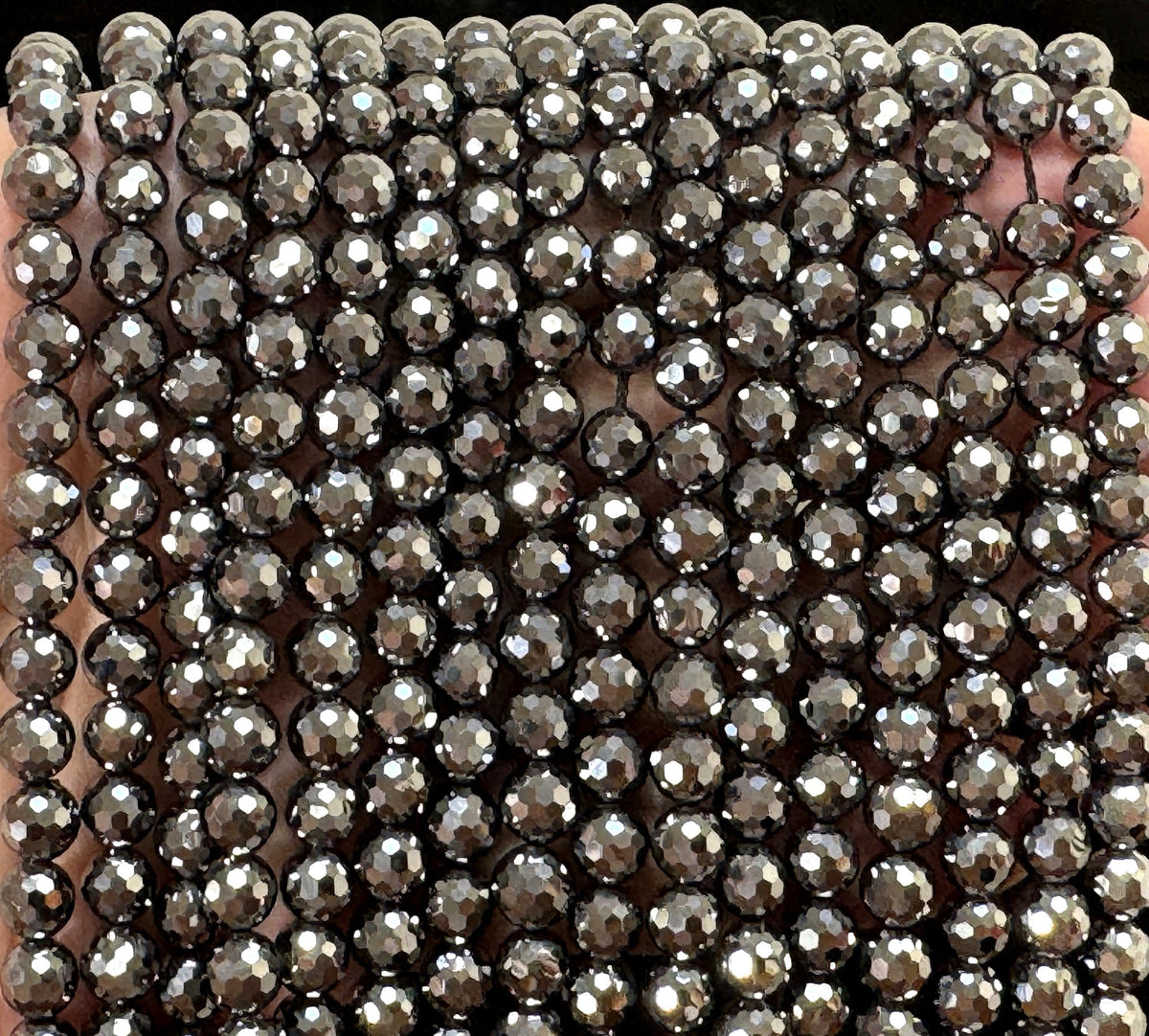 Terahertz 6mm round faceted beads genuine Terahertz energy crystal 39cm strand - Oz Beads 