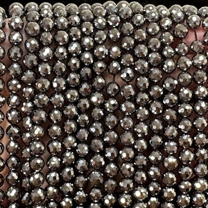 Terahertz 6mm round faceted beads genuine Terahertz energy crystal 39cm strand - Oz Beads 